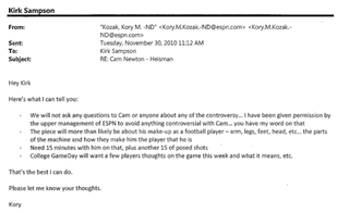 Illustration for article titled "Am I Sick? Are We All Sick?": Overwrought Things The Media Wrote To Auburn's PR Guy During Cam Newton's Wild 2010 Season